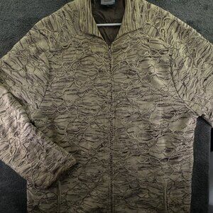 COOGI Sweater Full Zip Lined 4XL Big Beige 3D Knit Designer W/ Pockets Jacket